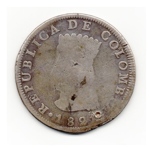 Moneda Colombia 8 Reales 1821 Cundinamarca   J . F  Sin  Ba