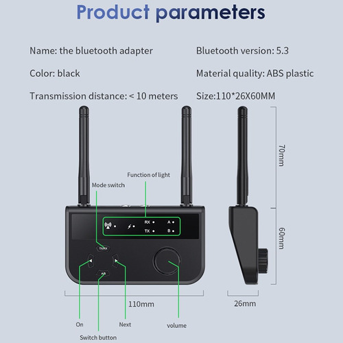 Transmisor De Audio Multipunto Bluetooth5.3 Receptor Aux/rca