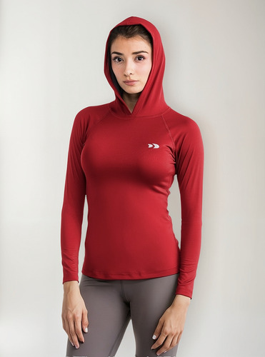 Playera Con Gorro Para Mujer Licra Deportiva Gym Manga Larga