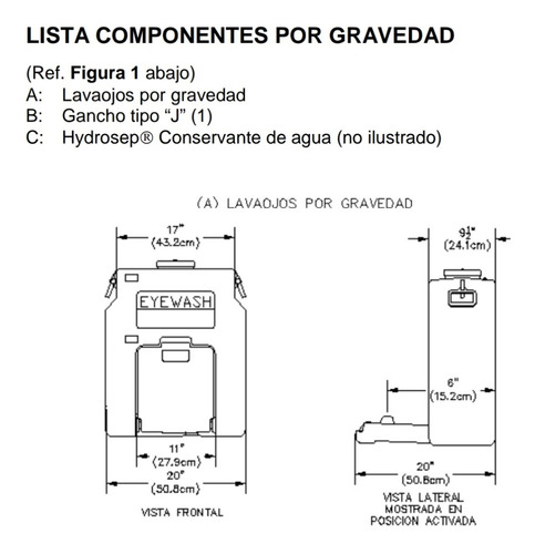 Imagen 4 de 6 de Lava Ojos Marca Encon De 14 Gal. Por Gravedad Mod. 01104050s