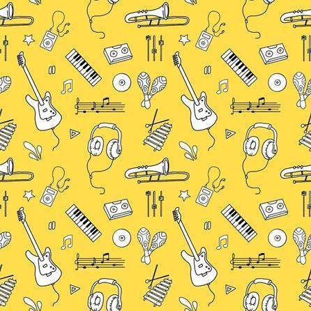 Imagem 1 de 3 de Papel De Parede Adesivo Música Amarelo 308245283 0,58x2,5m