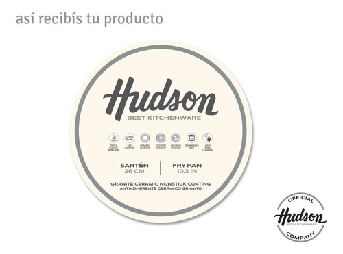 Imagen 6 de 10 de Sarten Ceramica Antiadherente Hudson 26 Cm Granito