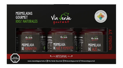 Imagen 2 de 7 de Mermeladas Gourmet Víaverde Pack 3 Unid 100% Natural Chilena