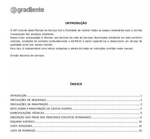 Manual De Serviço System Gradiente As-m410 - Formato Pdf