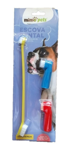 Imagem 4 de 9 de Kit Higiene Bucal Escova Dental Dedeira Pet Cachorro 3 Pçs