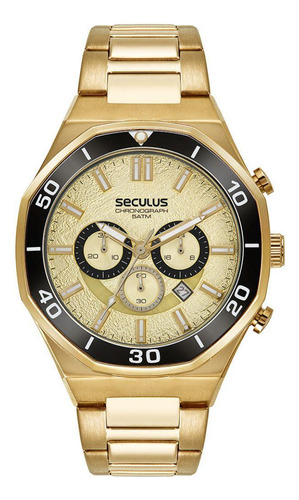 Relógio Seculus Multifunção Dourado Masculino 49mm