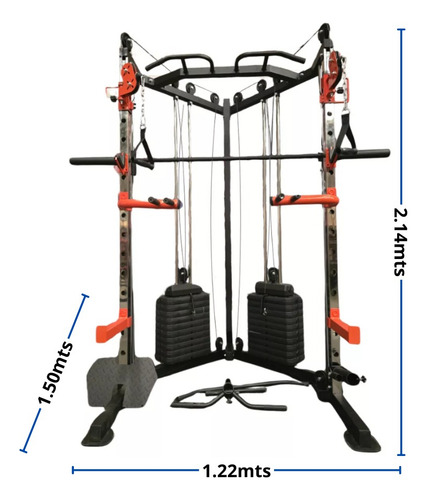 Gimnasio Smith Multifuncional Con Peso Integrado Y Crossover