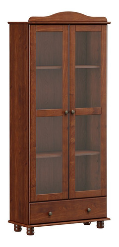 Armario Rubi de cristal con 2 puertas y 1 cajón para café, muebles Finestra, color marrón