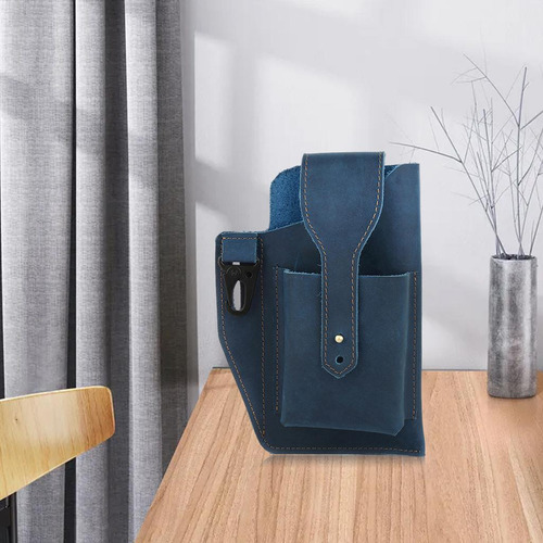 Funda De Cuero Para Teléfono Para Cinturón, Bolso Con Azul