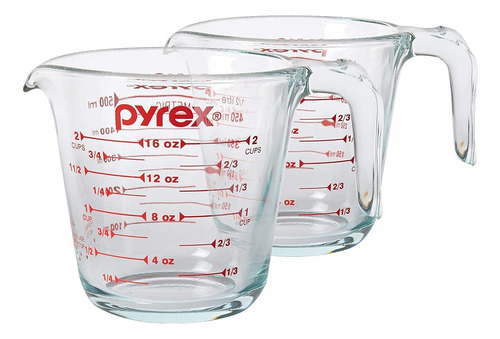 Pyrex -2 Prepware 2 Vaso Medidor De Vidrio