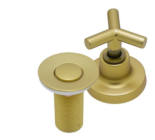 Kit Válvula Lavatório Click + Acabamento De Registro Dourada Acabamento Fosco Cor Dourado