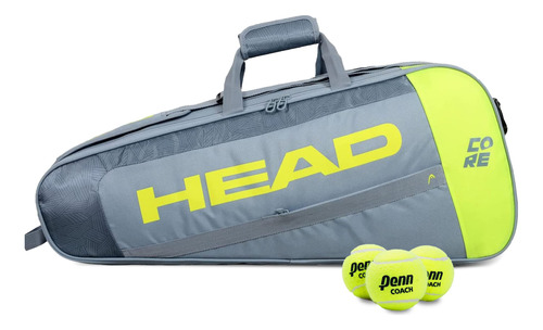 Head Core 3r Pro Bolsa Para Raqueta De Tenis, Gris/amarillo,