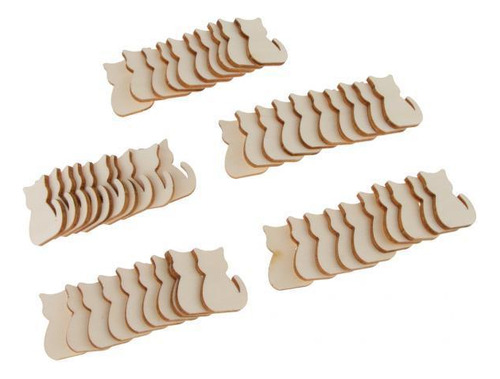 2 X 50 Peças Em Recorte De Gato Chips De Madeira