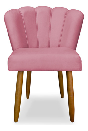 Cadeira Pétala De Flor Rosa Veludo Com Pés Retrô Lbm Móveis