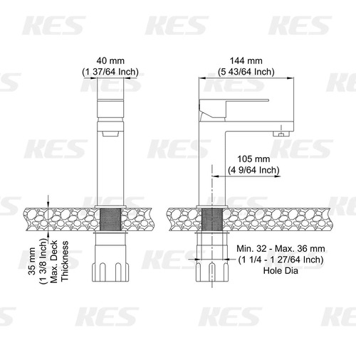 Kes - Grifo Para Lavabo De Baño Con Mando Único En Acero Ino