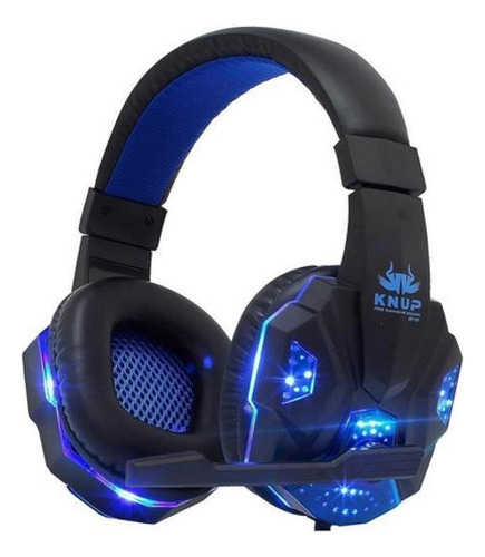 Headset Gamer Knup Kp-397 + Adaptador Ps4 E Celular Azul