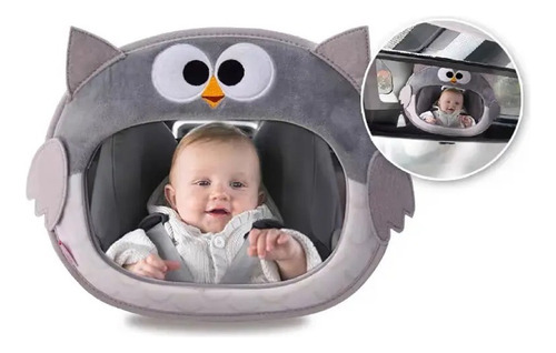 Espejo Para Auto Bebe Niño Asiento Trasero Retrovisor Clic Color Gris