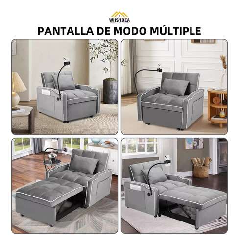 Sofá Cama Sillón Reclinable Convertible 3 En 1+soportes