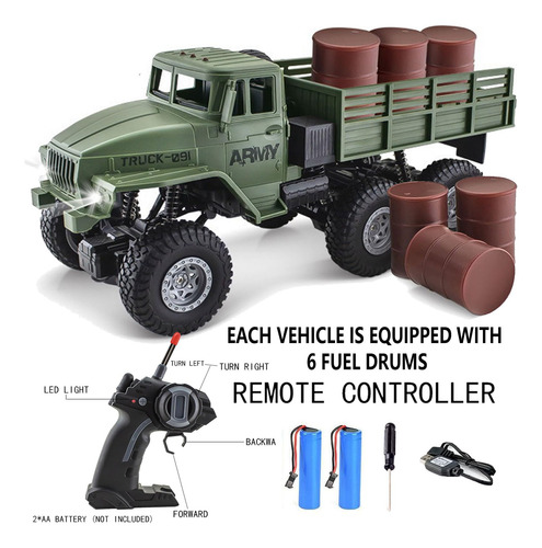 Camión Militar Rc 6x6 Escala 1/16 Rock Ejército Control Remo Color Personaje