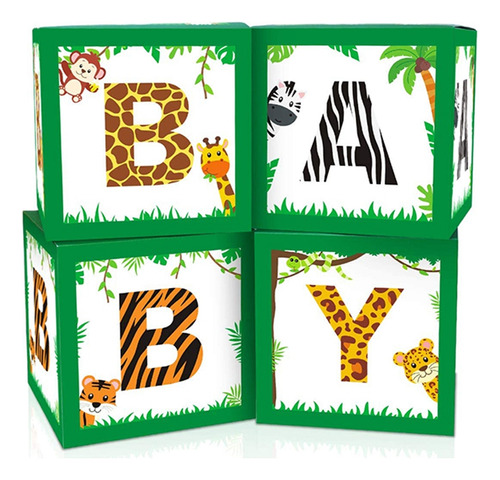 Caja De Globos Decorations Jungle Animals Para Gender Reveal