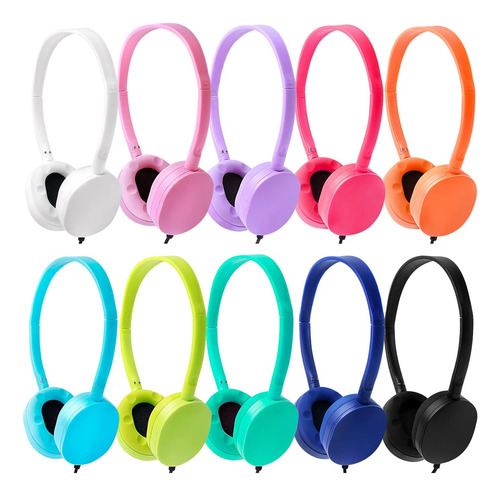 40 Pack Classroom Kids Headphones Bulk 10 Colorful Class Set