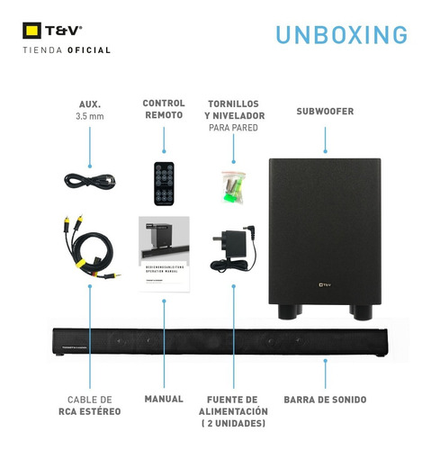 Imagen 4 de 6 de Barra De Sonido Bluetooth Dunn Inalámbrico Optico Smart Tv