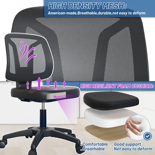 Pequeña Silla Giratoria Ergonómica Sin Brazos Para Oficin.