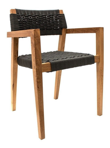 Silla Artesanal Madera Cuerda Morelia By Promobel Color de la estructura de la silla Natural Color del asiento Negro Diseño de la tela No aplica