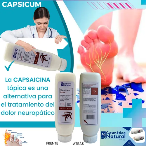 Capsicum Crema Auxiliar Para Neuropatía Diabética 150gr Activo Principal Capsaicina AG Cosmética Natural con ingredientes naturales para brindar un bienestar tota