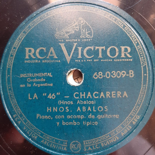 Pasta Hnos Abalos Piano Guitarra Bombo Rca Victor C93