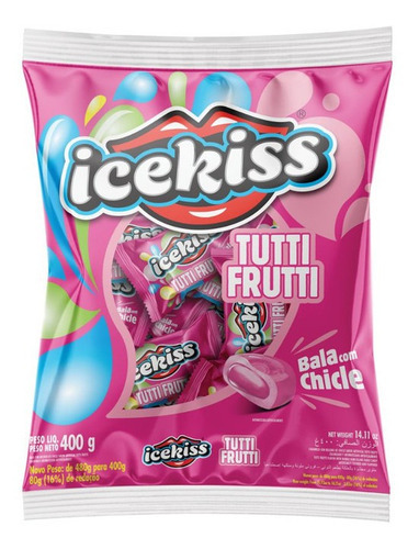 Bala Dura Icekiss Chicle Sabor Tutti Frutti 400g Cory