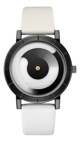 Elegante Reloj Moonphase De Cuarzo Personalizado Color De La Correa Blanco Color Del Bisel Negro