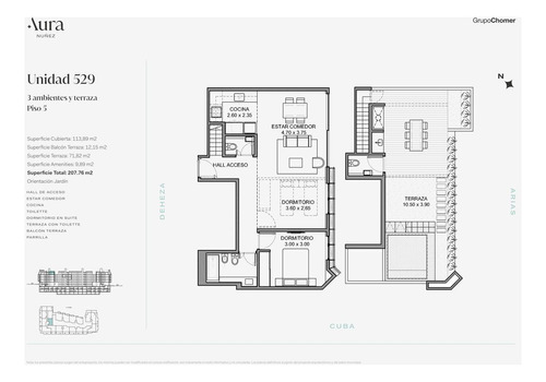 Departamento 4 Amb Con Balcon Y Terraza - Aura  Nuñez -