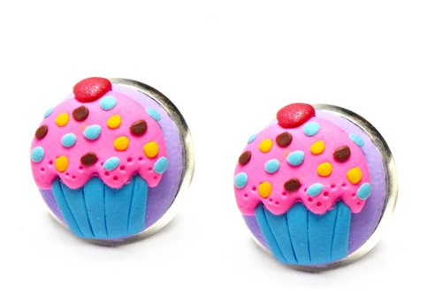 Aretes De Cupcake Pendientes De Comida Diseño Fimofemi