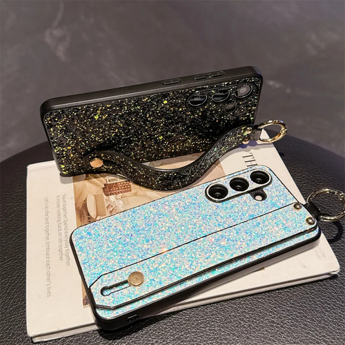 Funda De Piel Flash Diamond Con Correa De Muñeca Con Forma De Anillo Para Samsung Galaxy S25 S24 Ultra S23 S22 S21 Plus, Carcasa Dura C