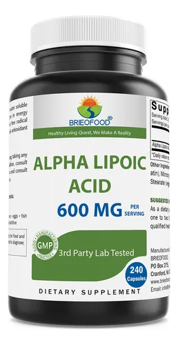 comprar Brieofood Ácido Alfa Lipoico 600 Mg Por Porción - 240 Cáp