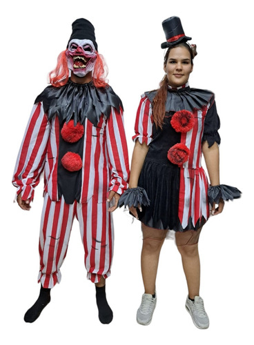 Disfraz De Payaso De Haloween Terror, Creapy Clown, Bloody, Siniestro Para Adulto