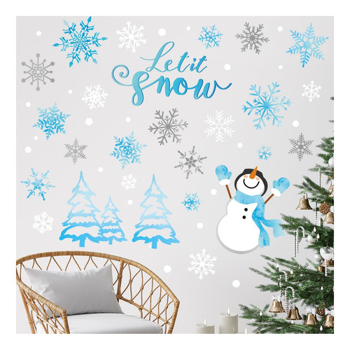 Anydesign Winter Snowflake Snow Man Pegatinas De Pared De La