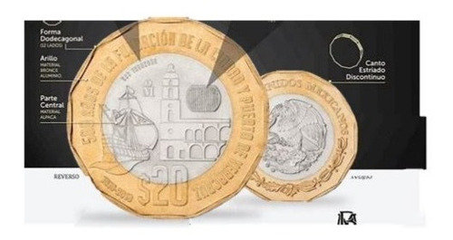 Moneda De 20 Pesos Aniversario Del Puerto De Veracruz