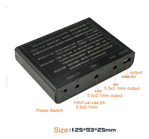 Usb 5v Dc 9v 12v Saída 6x 18650 Bateria Ups Diy Power Bank
