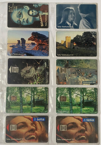 10 Tarjetas Telefónicas Usadas En Folio Lote Suecia Ft09