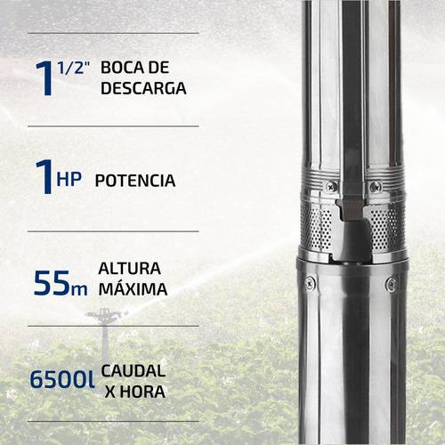 Imagen 2 de 10 de Bomba Sumergible Pozo Cable 4 Pulgadas 1 Hp 6500 L/h Napa