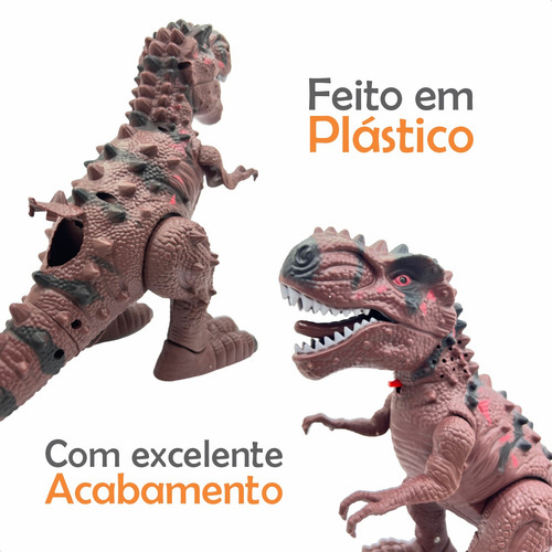 Brinquedo Dinossauro Com Som Luz Dino T-rex Anda Se Mexe