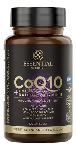 Coenzima Q10 Coq10 + Ômega 3 Tg Essential Nutrition 120 Cáps Coenzima Q10 | 120 Capsulas