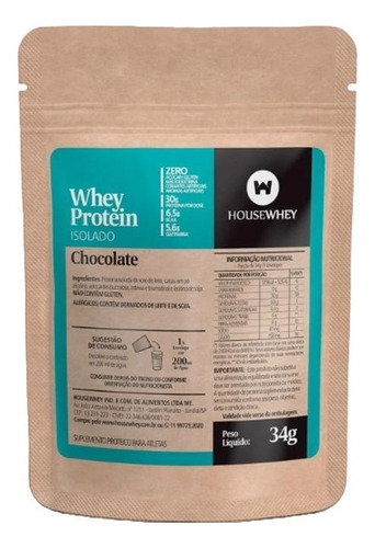 Kit 2x: Whey Protein Isolado Chocolate Sachê Housewhey 34g