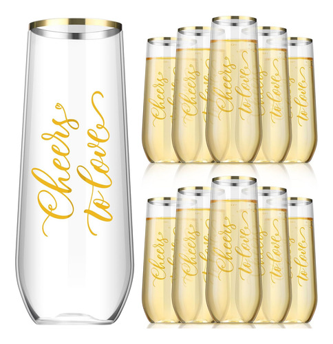 Ziliny 24 Copas De Champán De Plástico Para Boda, 9 Oz Cheer