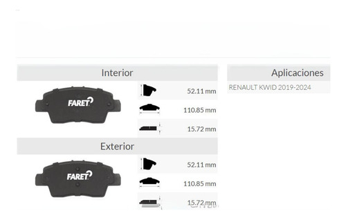 Balatas Delanteras Renault Kwid 1.0 2019-2024 Faret
