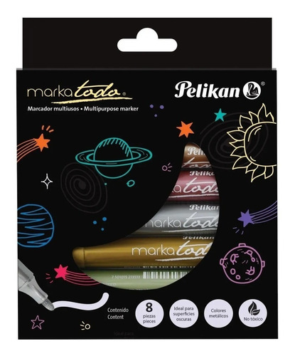 Marcadores Pelikan Metalizados Markatodo Multiuso X8 Colores