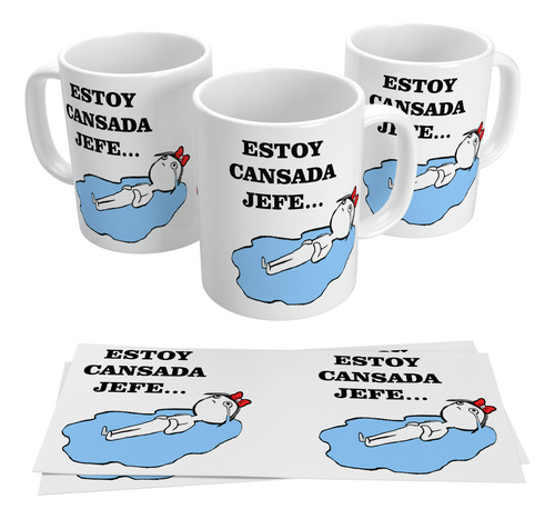 Taza Estoy Cansada Jefe Meme Viral Frases Humor Regalo Blanco Estoy Cansada Jefe