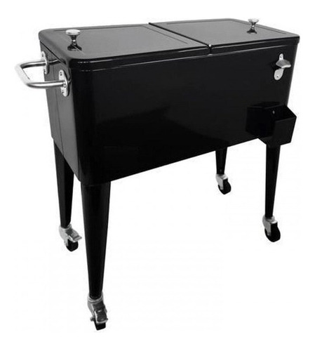 Cooler Retro Metalico 60 Litros Negro